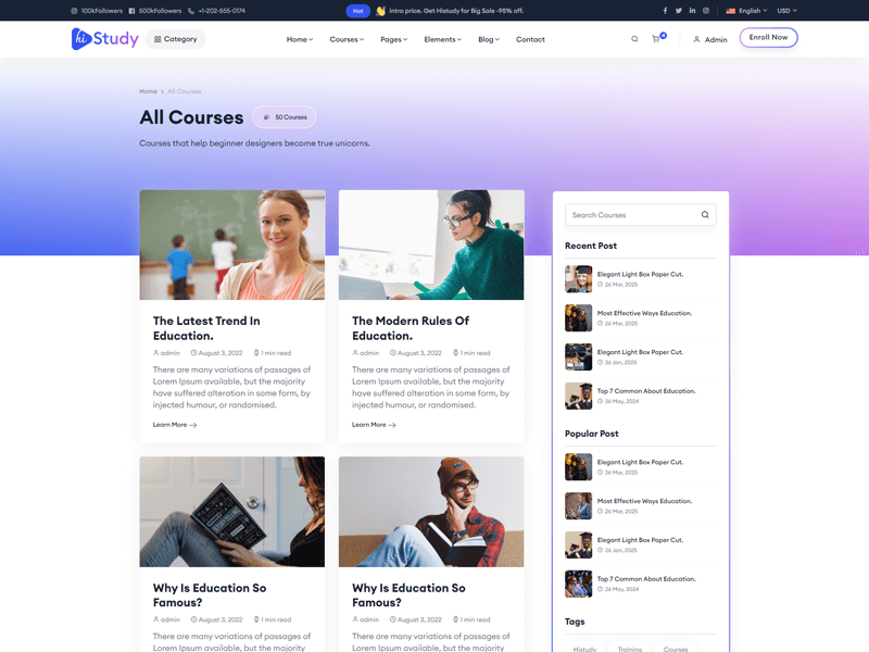 Blog With Sidebar Layout